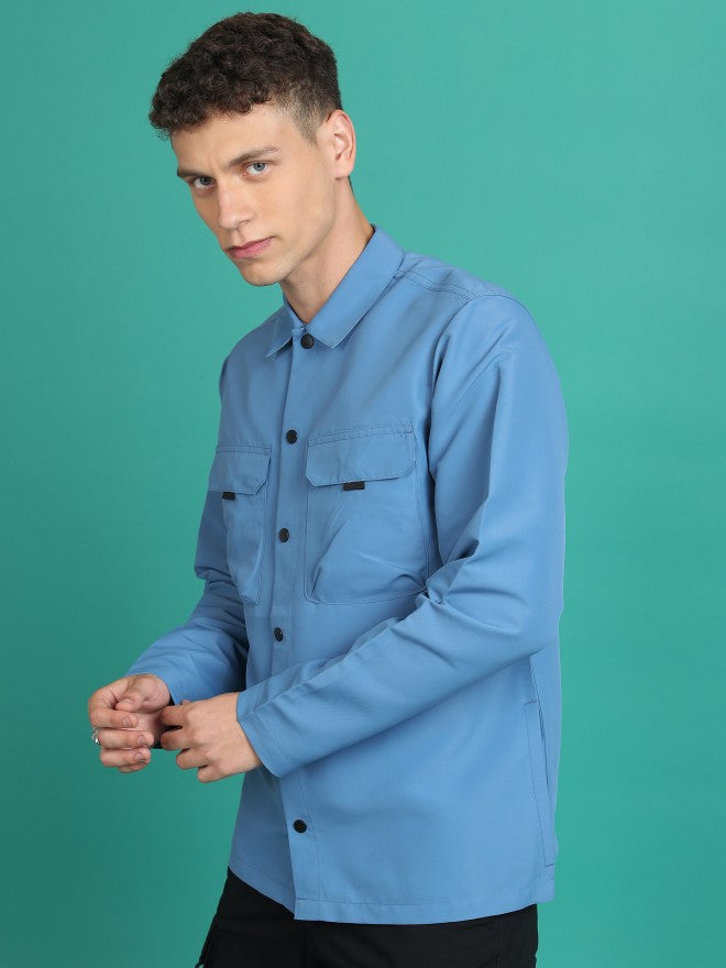 Ketch Men Blue Open Front Jacket - Blue - Image 4