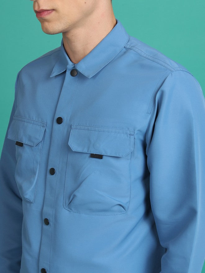Ketch Men Blue Open Front Jacket - Blue - Image 5