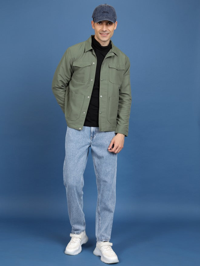 Ketch Men Olive Open Front Jacket - Olive - Image 2