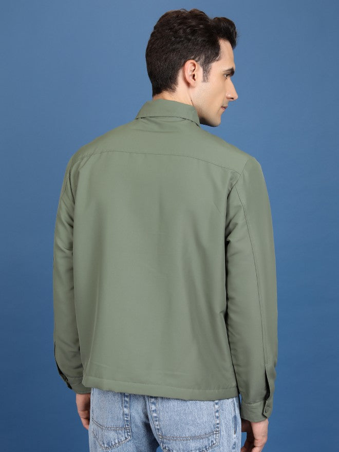 Ketch Men Olive Open Front Jacket - Olive - Image 3