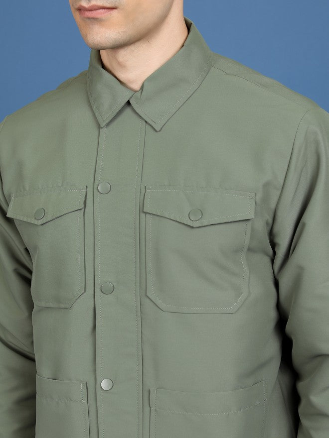 Ketch Men Olive Open Front Jacket - Olive - Image 5