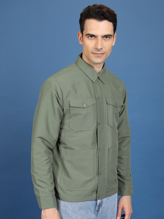 Ketch Men Olive Open Front Jacket - Olive - Image 6