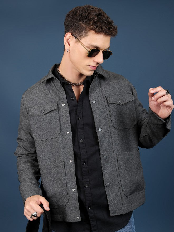 Ketch Men Grey Open Front Jacket - Grey - Image 1