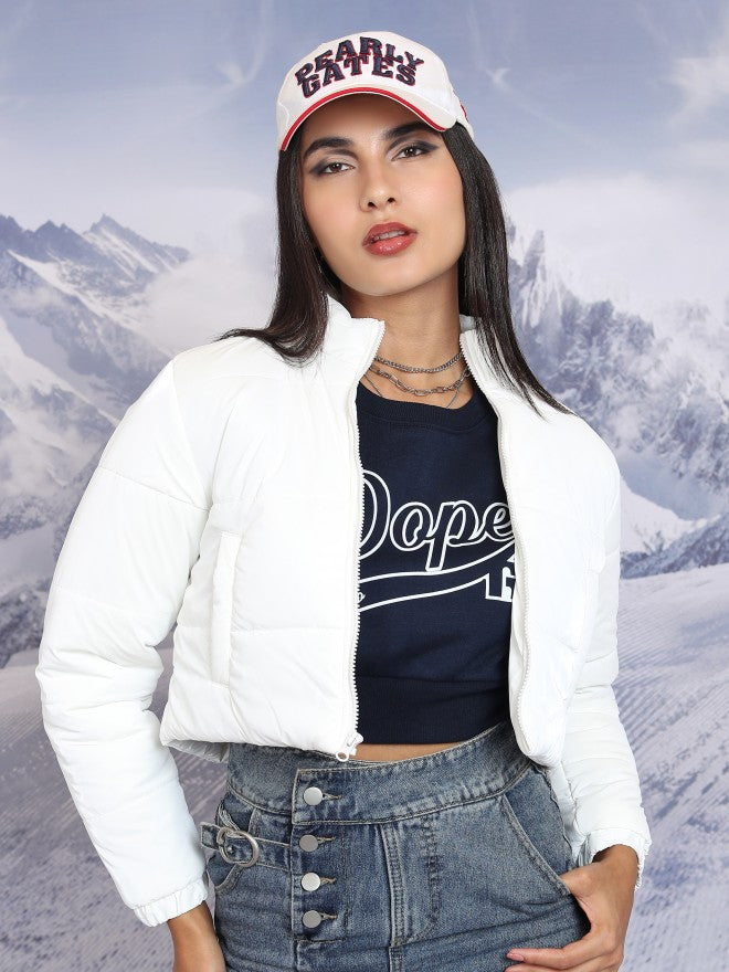 Ketch Women White Puffer Jacket - White - Image 1