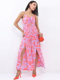 Ketch Women Lilac Printed Twisted Flared Leg Jumpsuit - Purple - Image 1