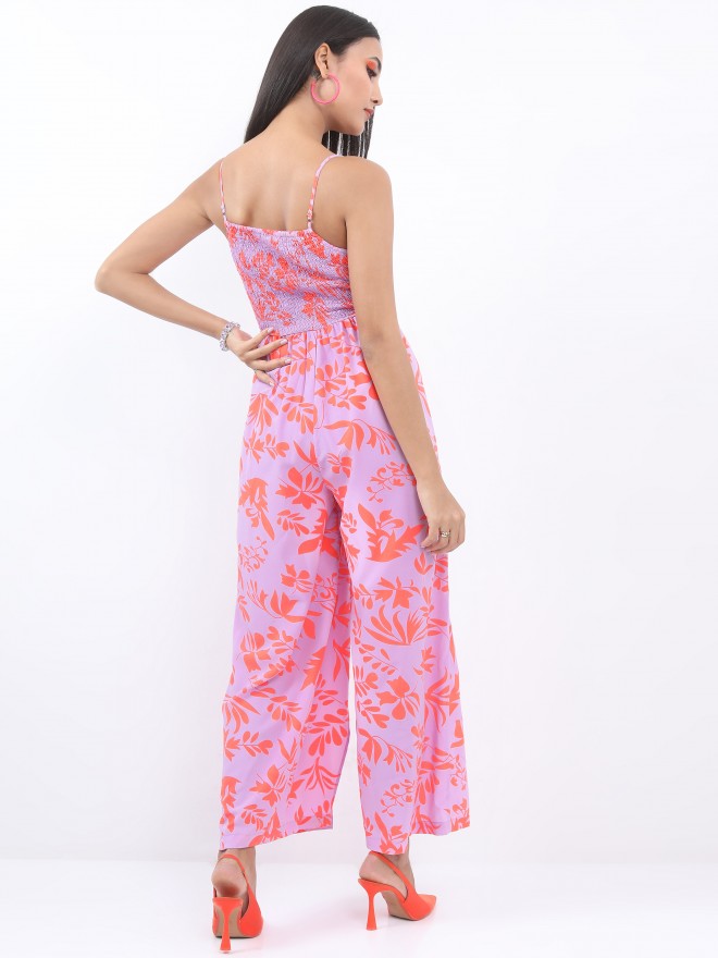 Ketch Women Lilac Printed Twisted Flared Leg Jumpsuit - Purple - Image 3
