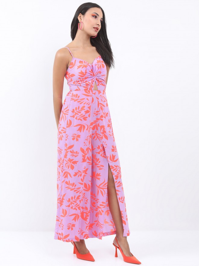 Ketch Women Lilac Printed Twisted Flared Leg Jumpsuit - Purple - Image 5
