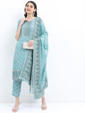 Ketch Women Green Printed Kurta With Palazzo And Dupatta - Green - Image 1