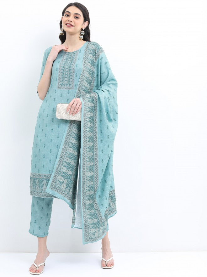 Ketch Women Green Printed Kurta With Palazzo And Dupatta - Green - Image 1