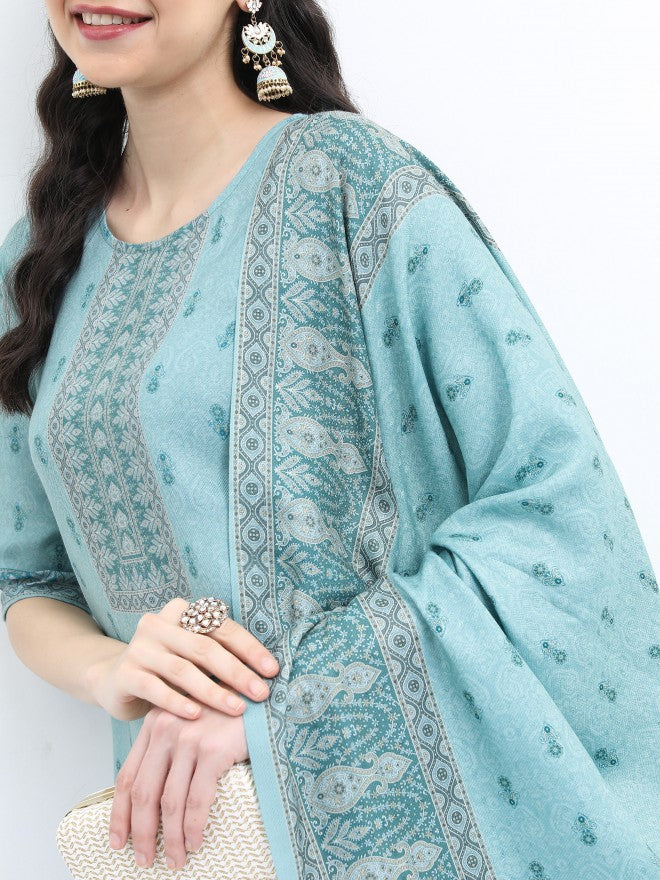 Ketch Women Green Printed Kurta With Palazzo And Dupatta - Green - Image 5