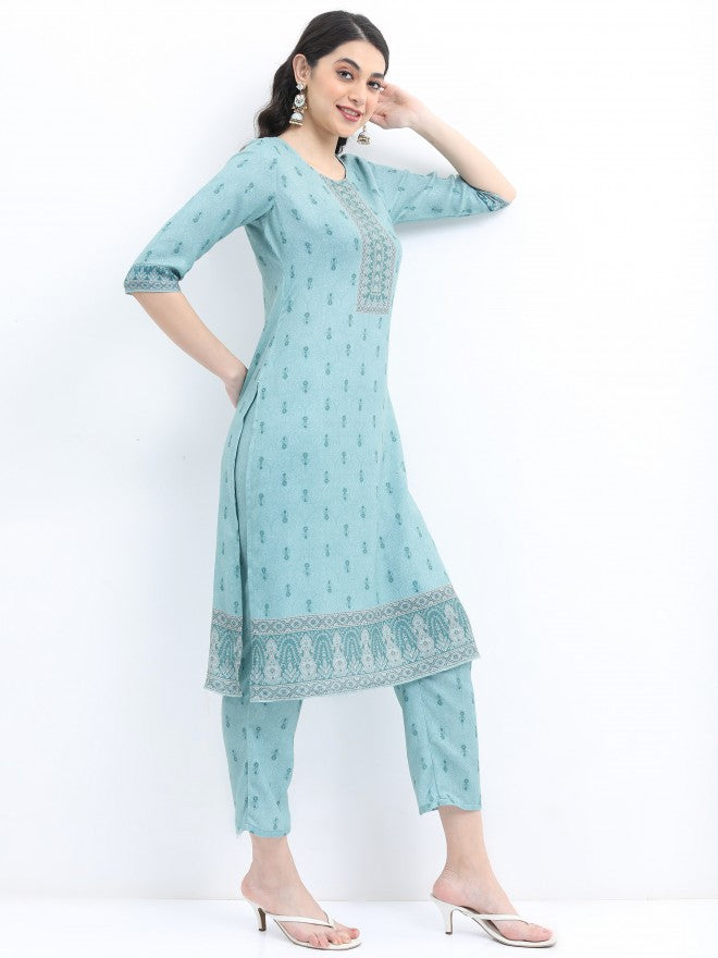 Ketch Women Green Printed Kurta With Palazzo And Dupatta - Green - Image 6