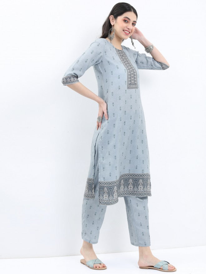 Ketch Women Grey Printed Kurta With Palazzo And Dupatta - Grey - Image 6