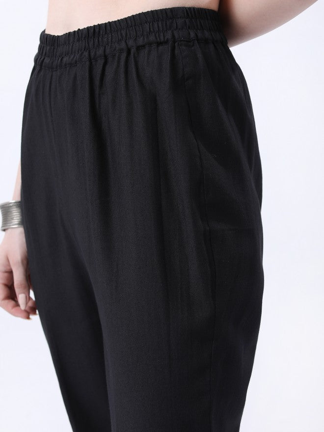 Ketch Women Black Printed Kurta With Trouser And Dupatta - Black - Image 7