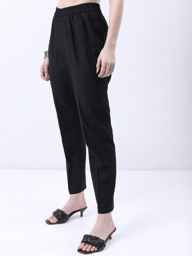 Ketch Women Black Printed Kurta With Trouser And Dupatta - Black - Image 8