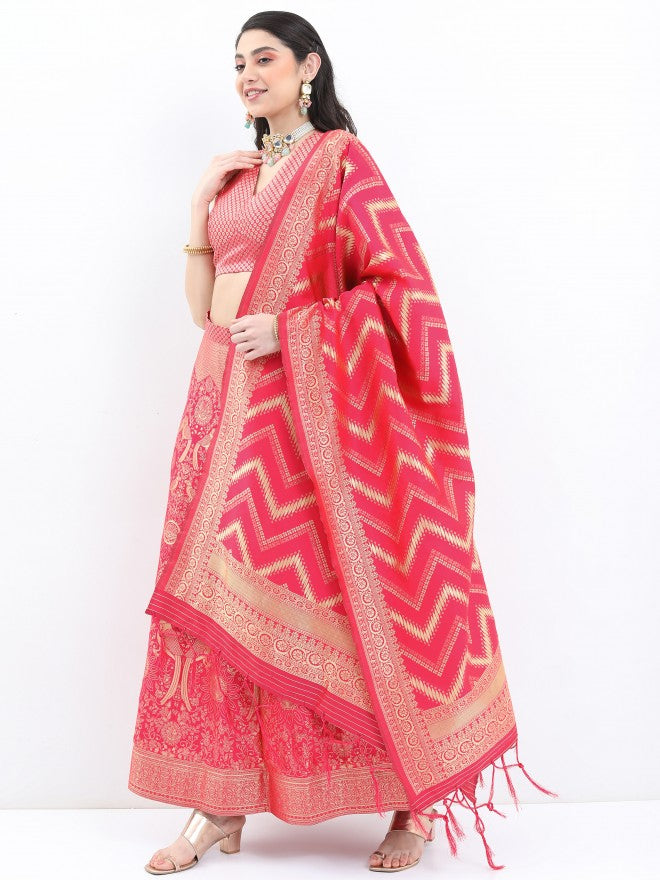 Ketch Women Pink Printed Top With Skirt And Dupatta - Pink - Image 2