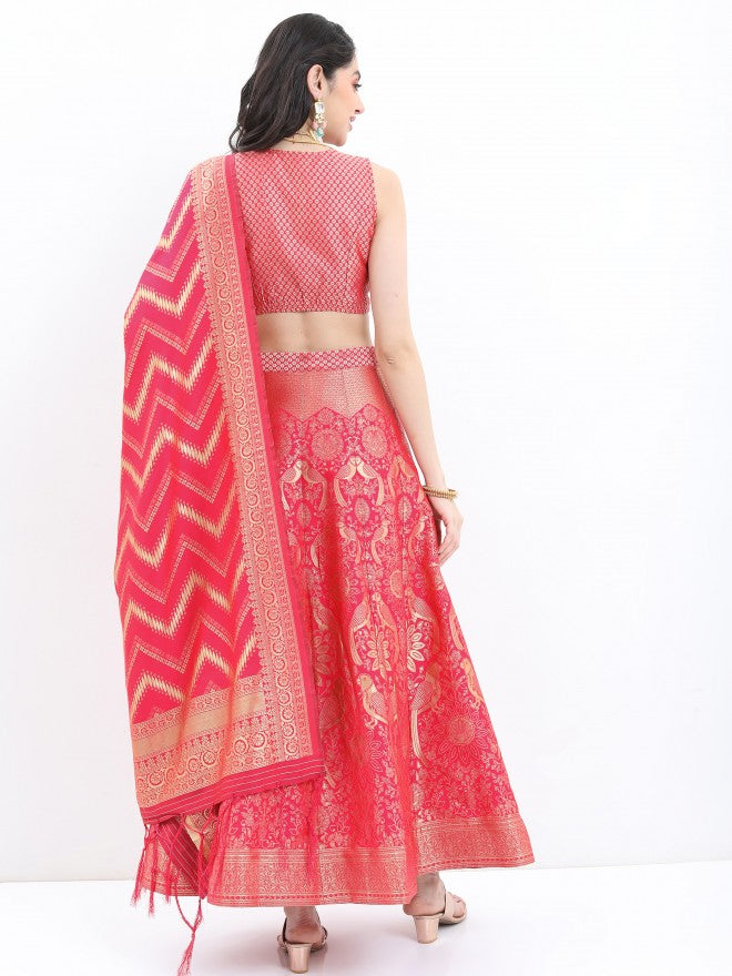 Ketch Women Pink Printed Top With Skirt And Dupatta - Pink - Image 3