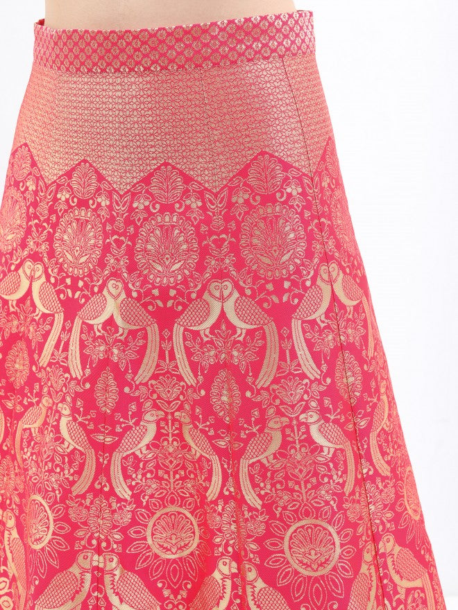 Ketch Women Pink Printed Top With Skirt And Dupatta - Pink - Image 6