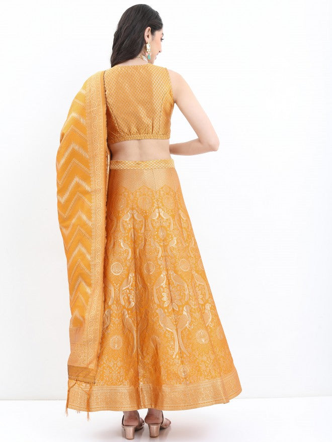 Ketch Women Yellow Printed Top With Skirt And Dupatta - Yellow - Image 3