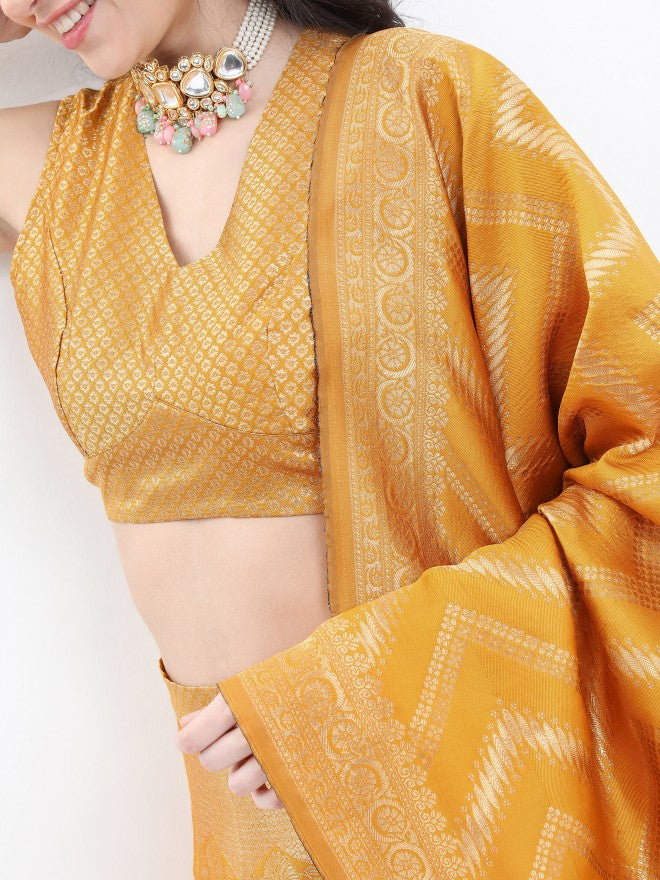 Ketch Women Yellow Printed Top With Skirt And Dupatta - Yellow - Image 5