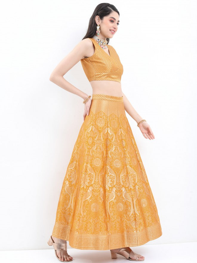 Ketch Women Yellow Printed Top With Skirt And Dupatta - Yellow - Image 6