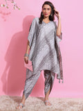 Ketch Women Grey Printed Kurta With Dhoti Pant - Grey - Image 1