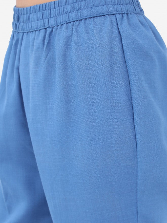 Ketch Women Blue Printed Kurta With Trouser - Blue - Image 7