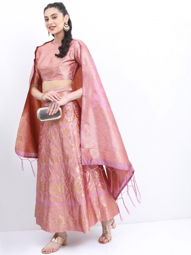 Ketch Women Pink Embroidered Top With Skirt And Dupatta - Pink - Image 2