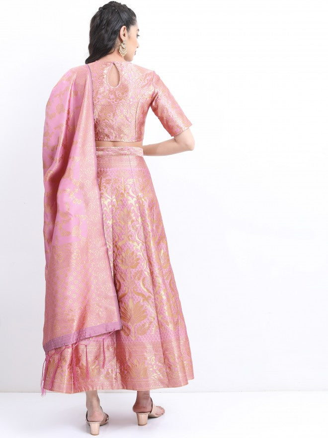 Ketch Women Pink Embroidered Top With Skirt And Dupatta - Pink - Image 3