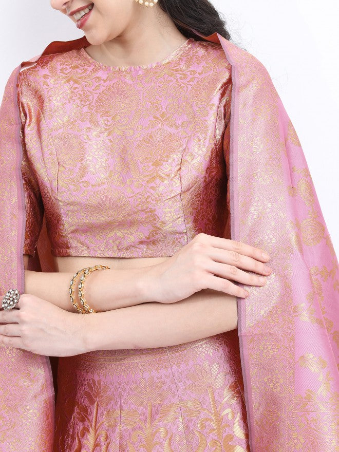 Ketch Women Pink Embroidered Top With Skirt And Dupatta - Pink - Image 4