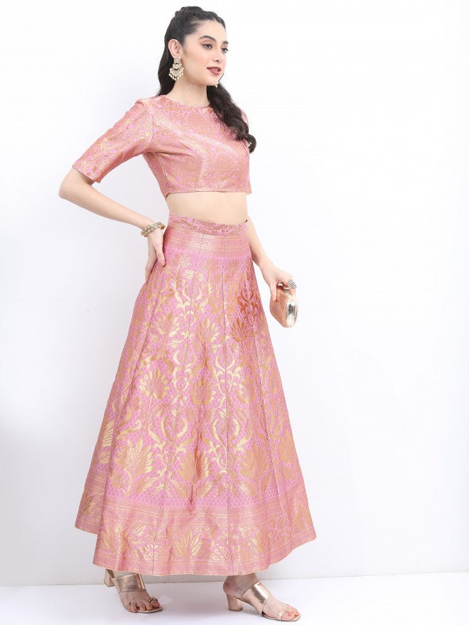 Ketch Women Pink Embroidered Top With Skirt And Dupatta - Pink - Image 5