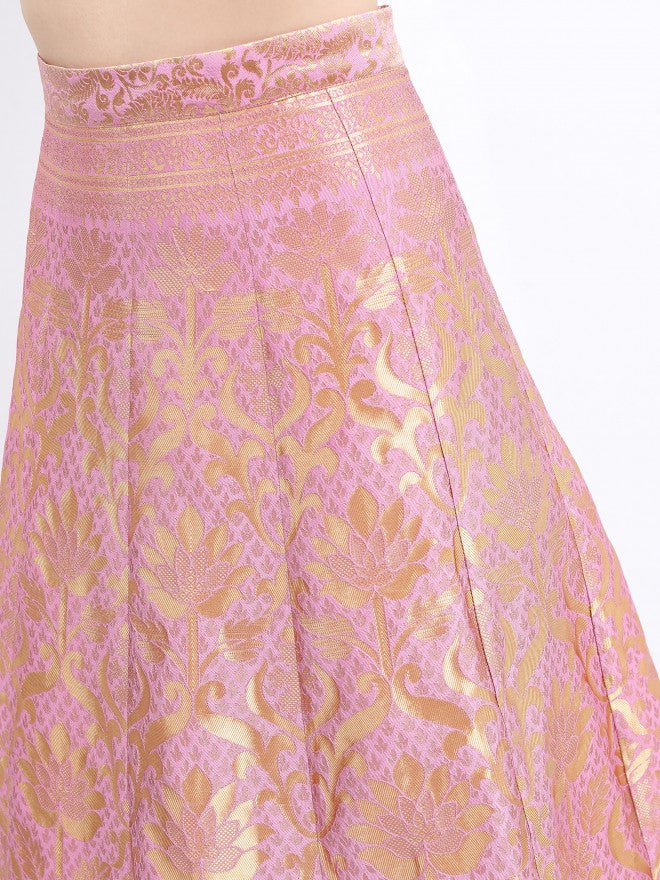 Ketch Women Pink Embroidered Top With Skirt And Dupatta - Pink - Image 7