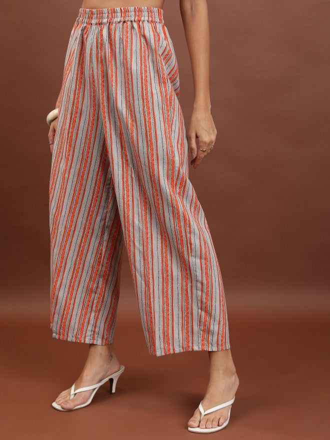 Ketch Women Terracotta Printed Kurta With Palazzo And Dupatta - Terracotta - Image 7