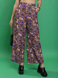 Ketch Women Brown/Purple/Multi Printed Flared Casual Trouser - Brown - Image 1