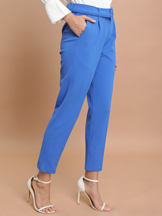 Ketch Women Blue Solid Slim Fit Casual Trouser - Blue - Image 6