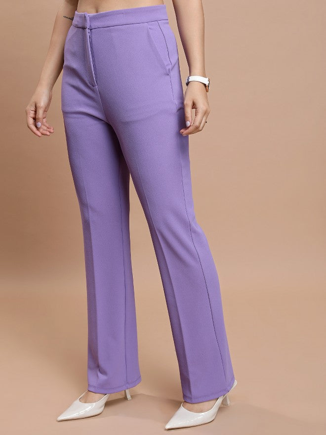 Ketch Women Purple Solid Regular Fit Casual Trouser - Purple - Image 4