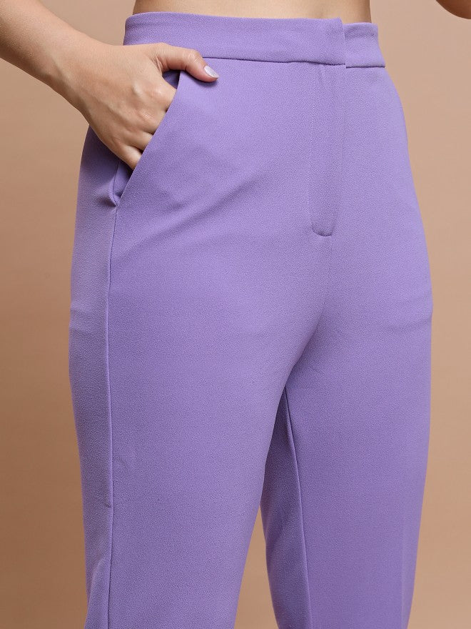 Ketch Women Purple Solid Regular Fit Casual Trouser - Purple - Image 5