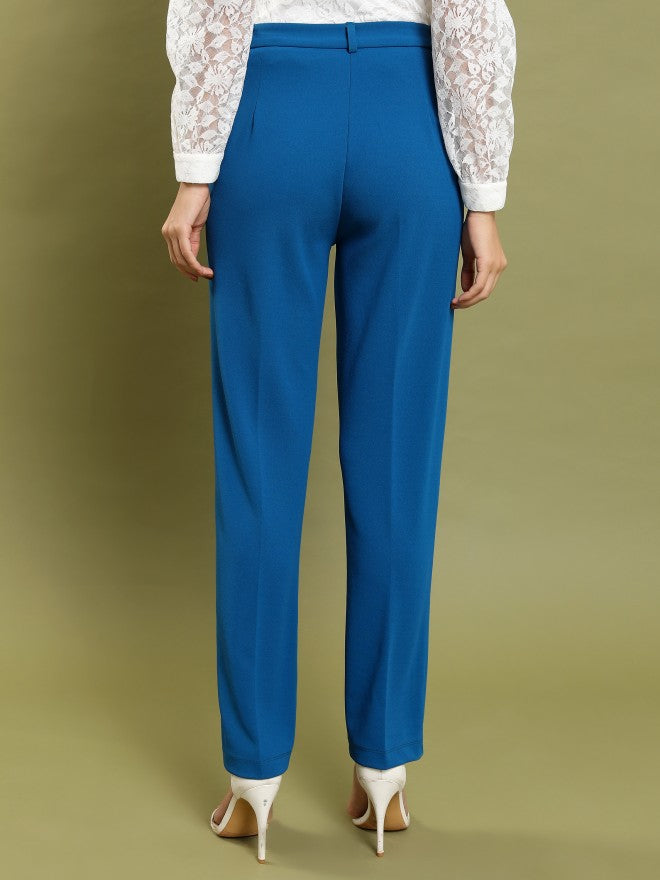 Ketch Women Teal Regular Fit Solid Casual Trouser - Teal - Image 3