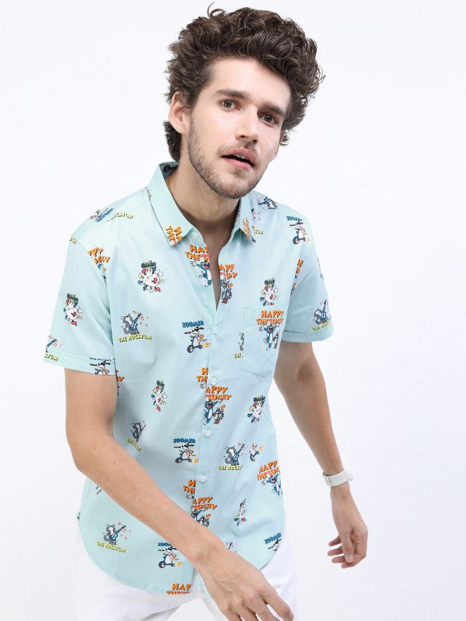 Ketch Men Light Aqua Slim Fit Casual Shirt - Blue - Image 1