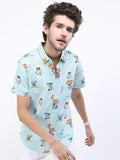 Ketch Men Light Aqua Slim Fit Casual Shirt - Blue - Image 1