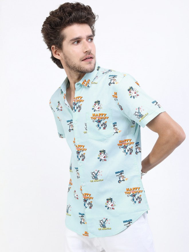 Ketch Men Light Aqua Slim Fit Casual Shirt - Blue - Image 5