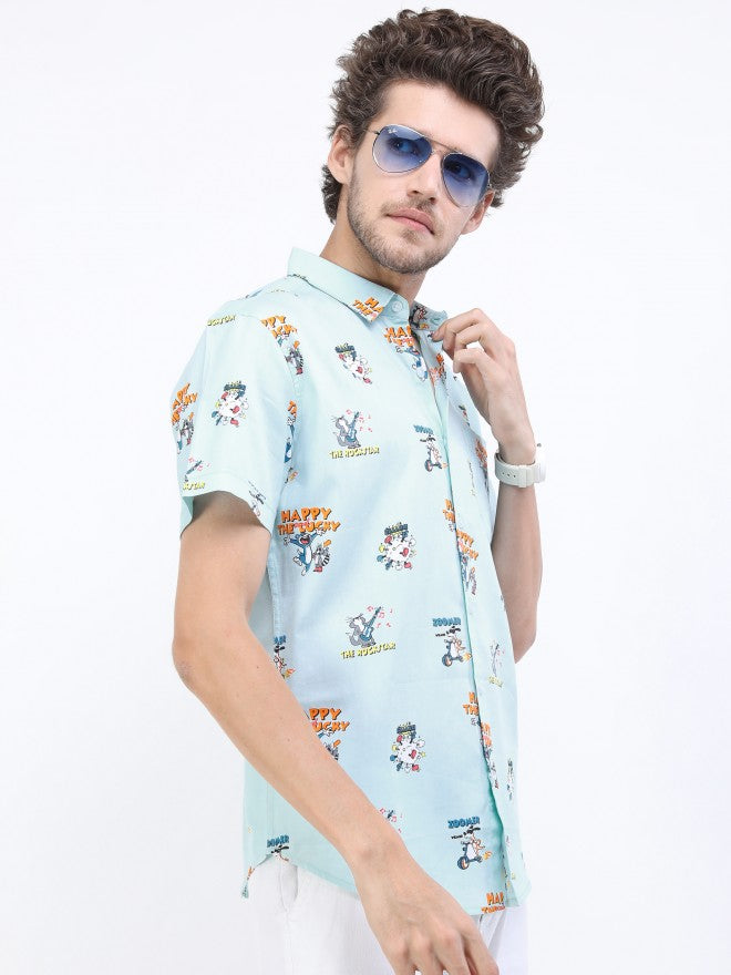 Ketch Men Light Aqua Slim Fit Casual Shirt - Blue - Image 6