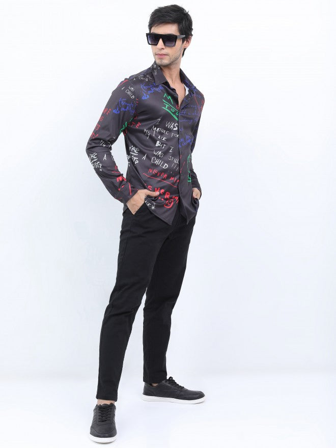Ketch Men Black Printed Slim Fit Casual Shirt - Black - Image 2