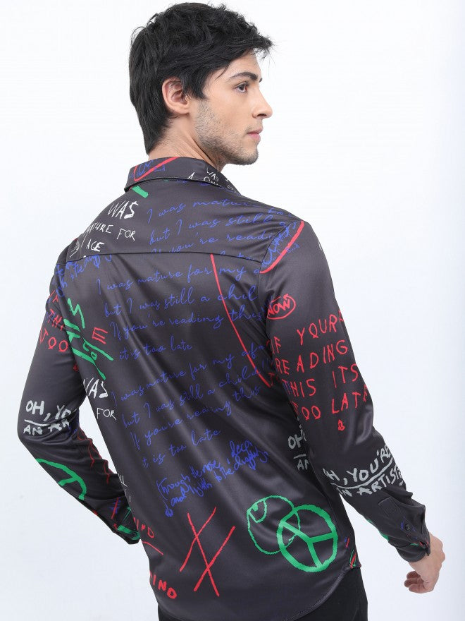 Ketch Men Black Printed Slim Fit Casual Shirt - Black - Image 3