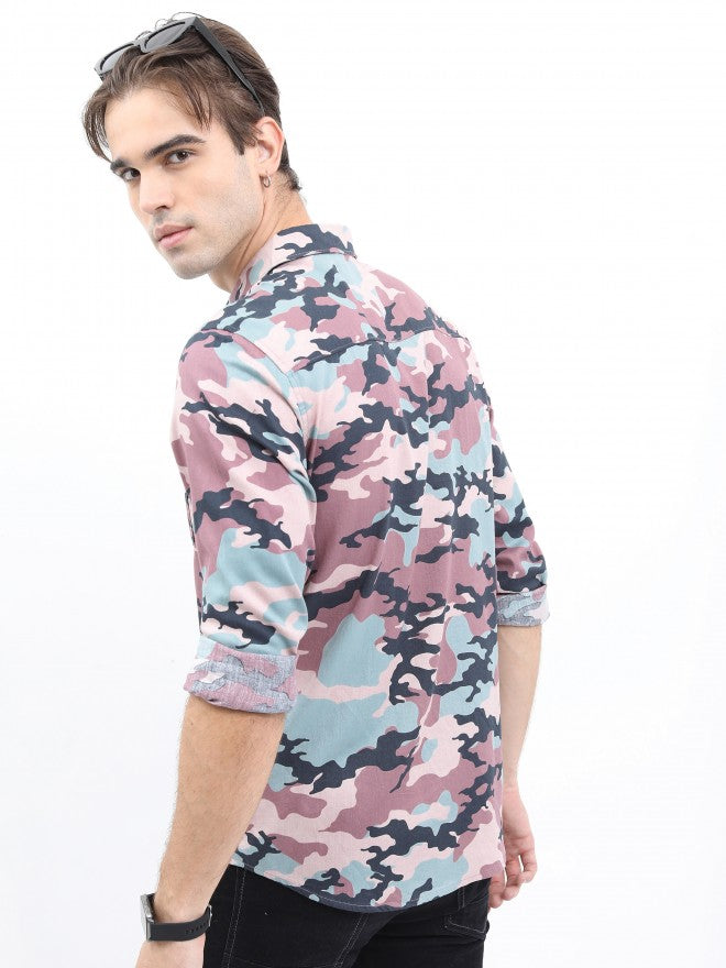 Ketch Men Grey/Pink Slim Fit Printed Casual Shirt - Multi - Image 3
