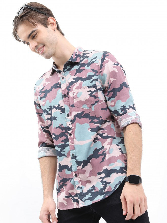 Ketch Men Grey/Pink Slim Fit Printed Casual Shirt - Multi - Image 4