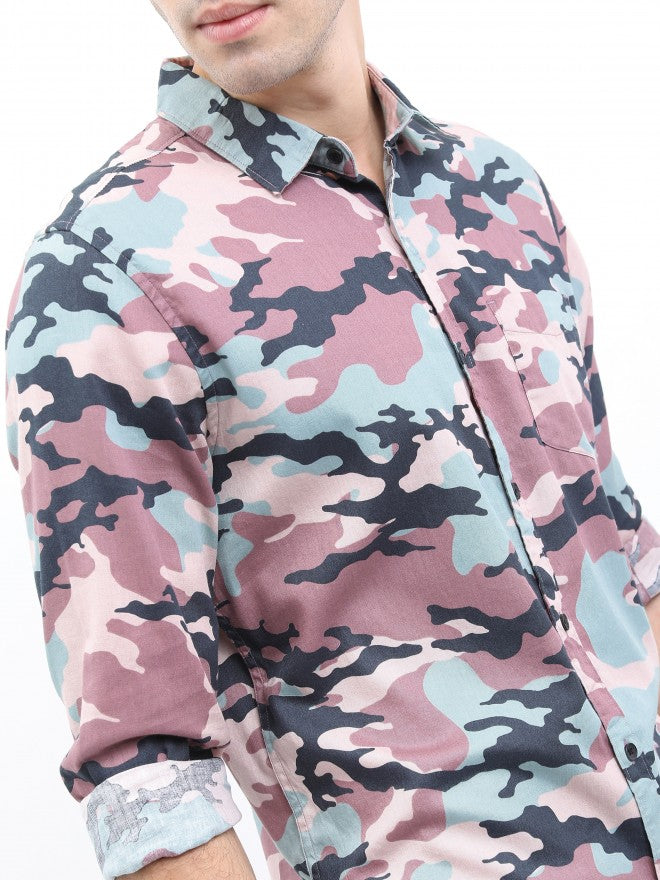 Ketch Men Grey/Pink Slim Fit Printed Casual Shirt - Multi - Image 5