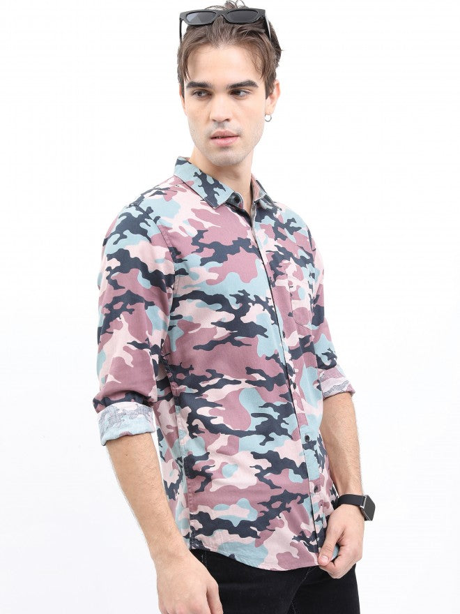 Ketch Men Grey/Pink Slim Fit Printed Casual Shirt - Multi - Image 6