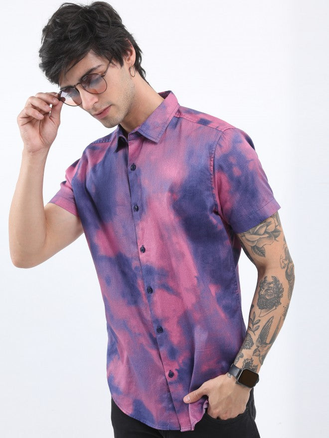 Ketch Men Pink Slim Fit Printed Casual Shirt - Pink - Image 3
