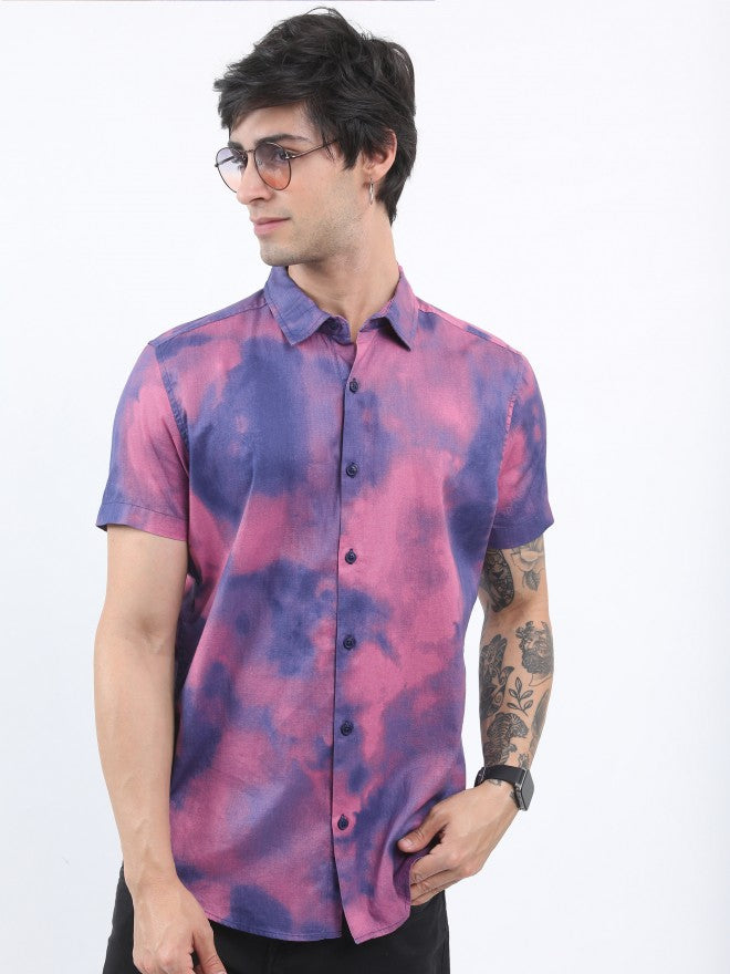 Ketch Men Pink Slim Fit Printed Casual Shirt - Pink - Image 4