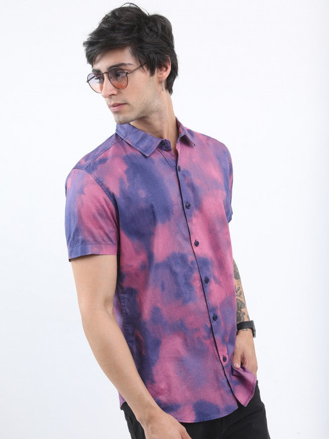 Ketch Men Pink Slim Fit Printed Casual Shirt - Pink - Image 6